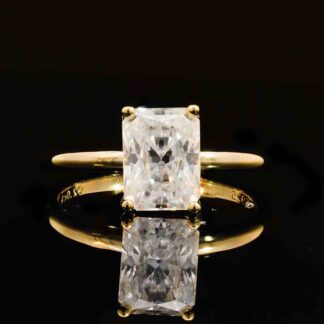 Hareem Gold White Moissanite Stone Ring With GRA Certified High Quality in 925 Silver 6x8mm 2ct