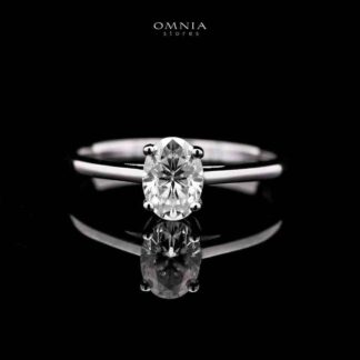 Omnia Veloura Classic Oval Moissanite Ring – Certified 925 Sterling Silver Royal Cut