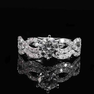 Zephira White Moissanite Stone Ring With GRA Certified High Quality in 925 Silver 6.5mm 1ct
