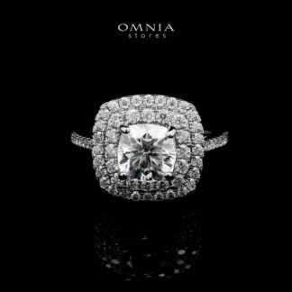 Omnia Fakhriyya White Moissanite Ring – Certified 925 Sterling Silver Cushion Cut