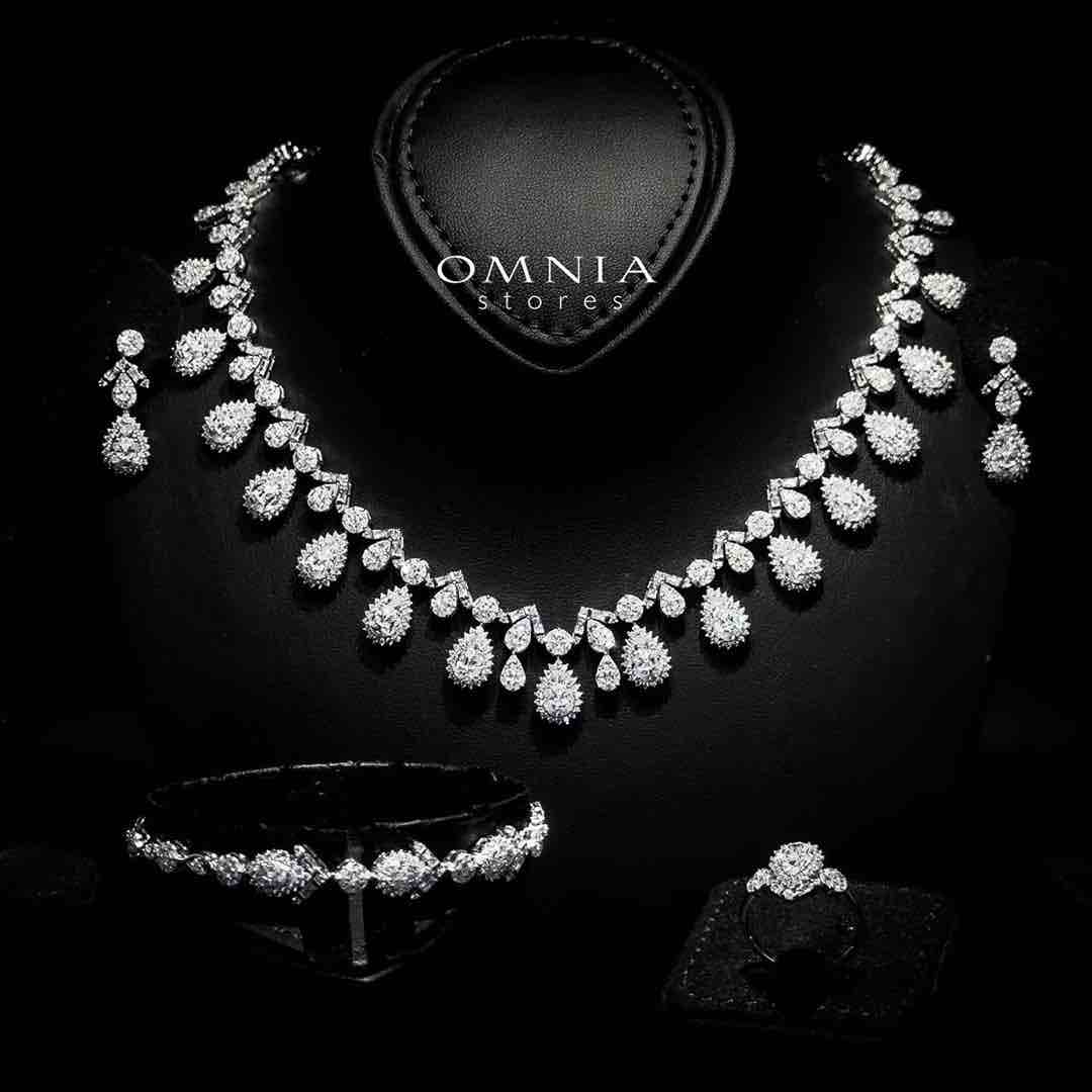 Omnia Hana White Bridal Full Set in 925 Silver High Quality Simulated Diamonds