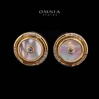 Omnia Asfar Stud Earrings in Brass Gold Plated with Mother of Pearl (only available in KSA)