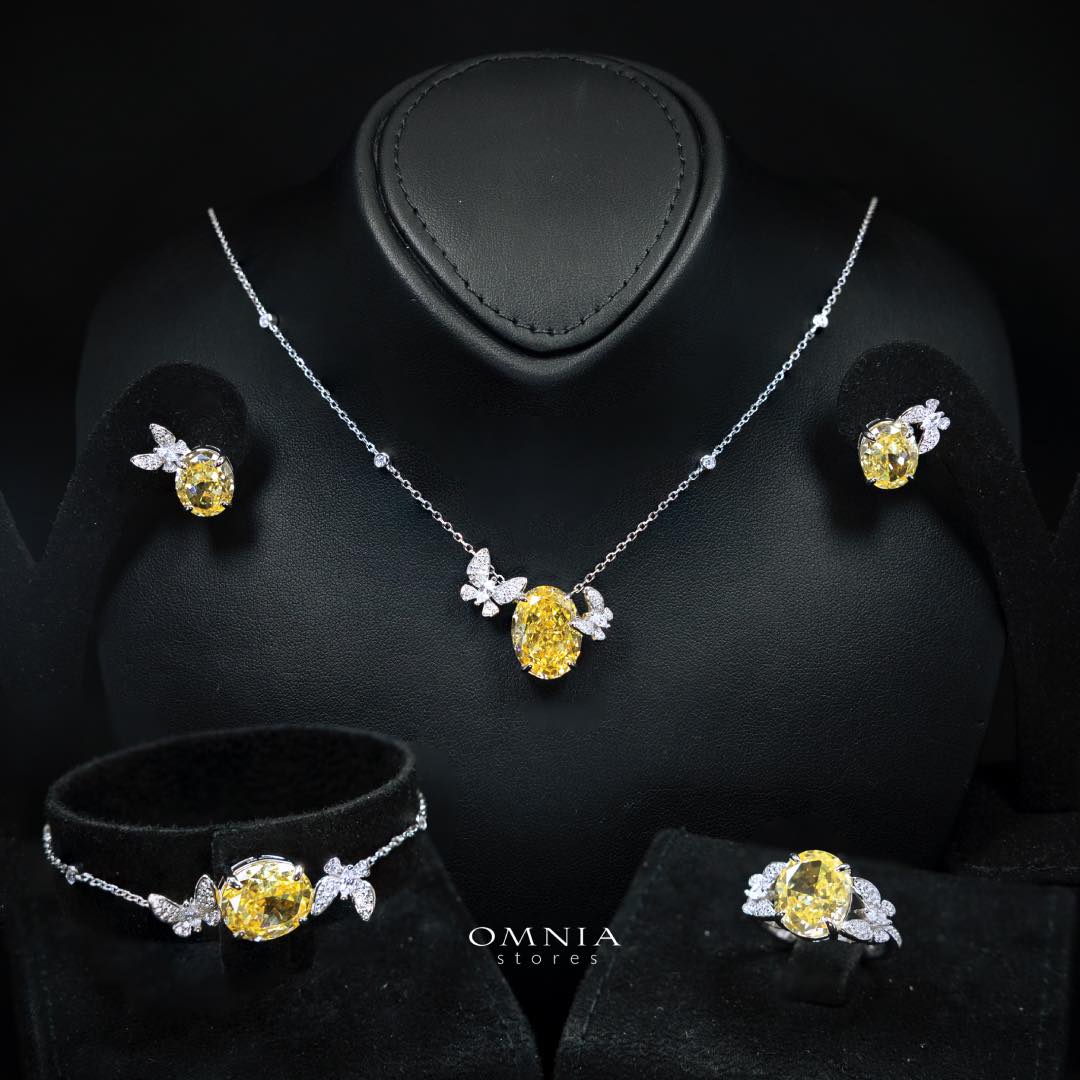 Omnia Maysun Yellow Full Set In 925 Silver High Quality Simulated Diamonds - Image 3