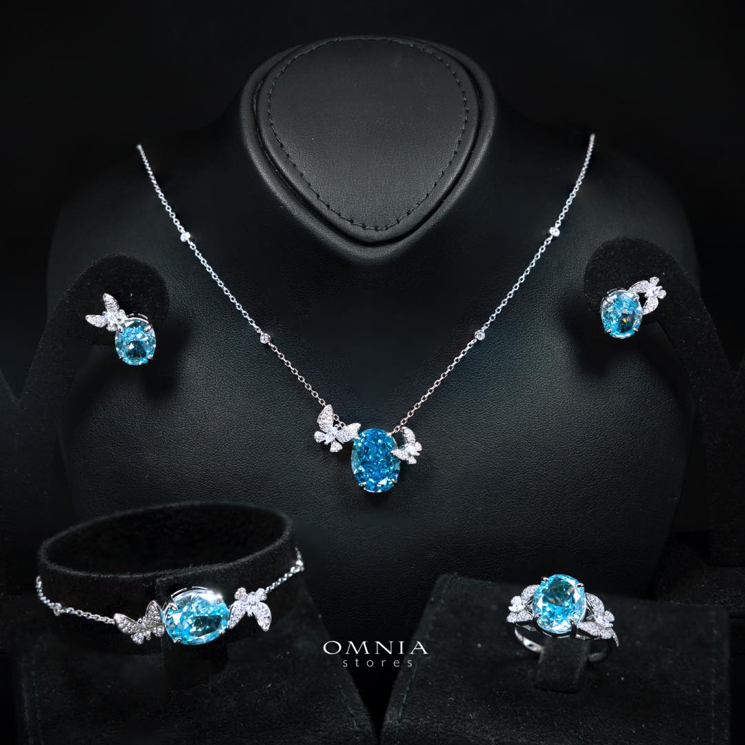 Omnia Maysun Baby Blue Full Set In 925 Silver High Quality Simulated Diamonds - Image 3