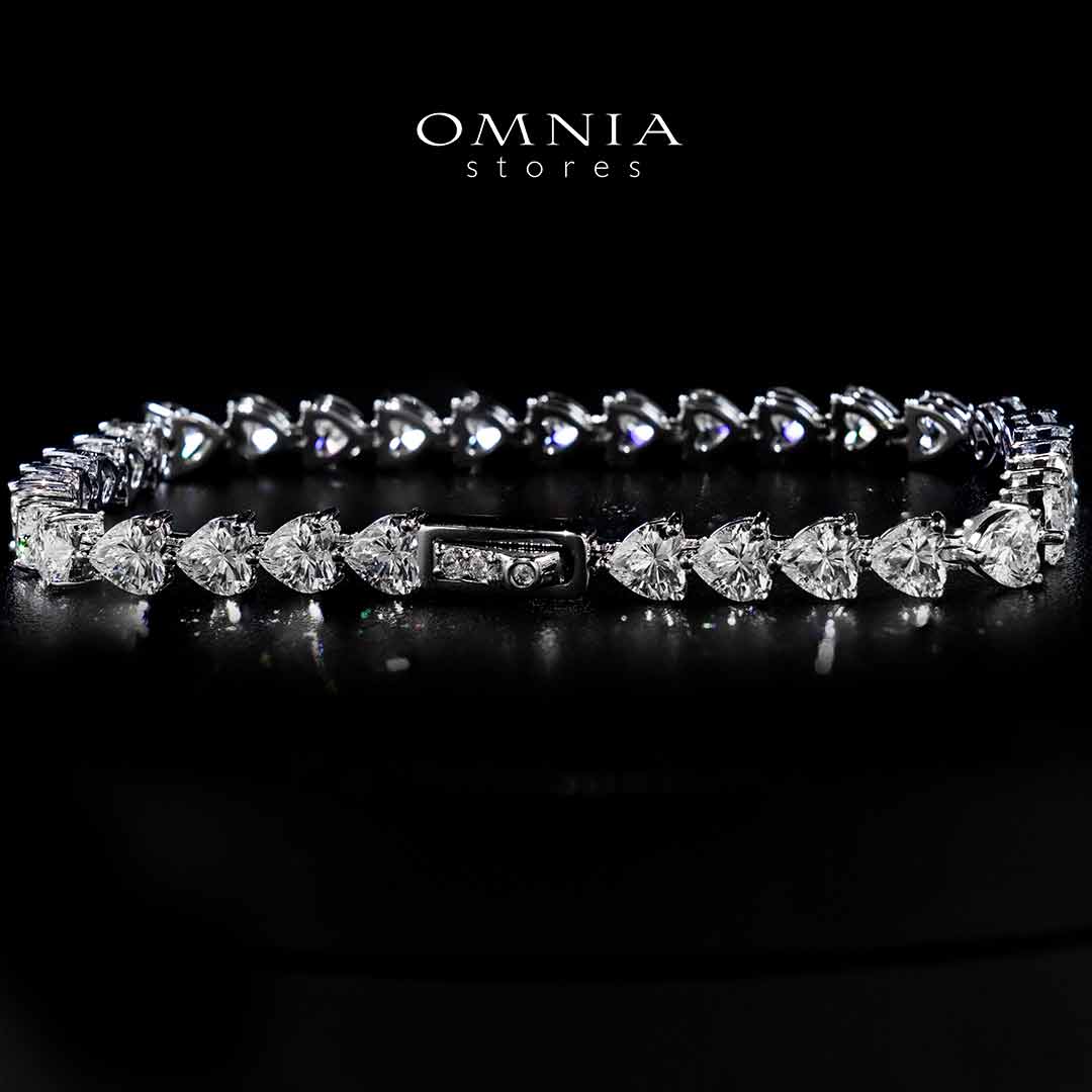 Omnia Azza Heart White Silver Bracelet With High Quality Certified Lab Crafted Stones In 925 Silver - Image 3