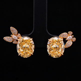 Maysun Yellow Gold-Plated 925 Silver Earrings with Premium Simulated Diamonds