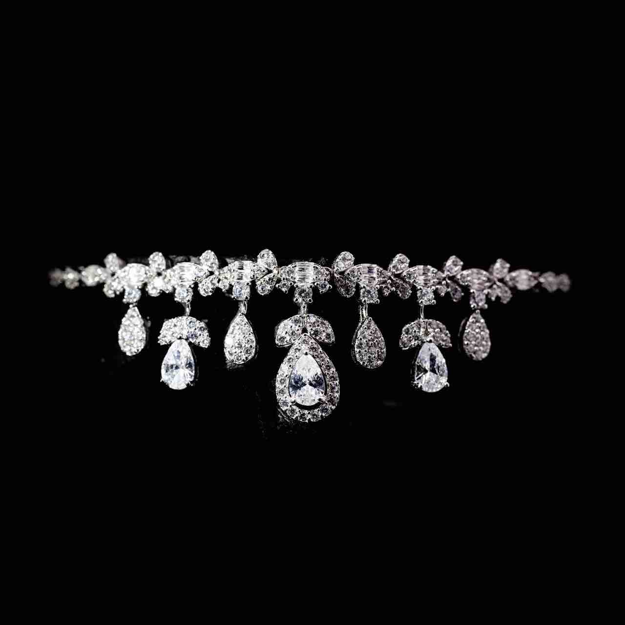 Omnia Kaamla White Bridal Full Set in 925 Silver High Quality Simulated Diamonds - Image 3