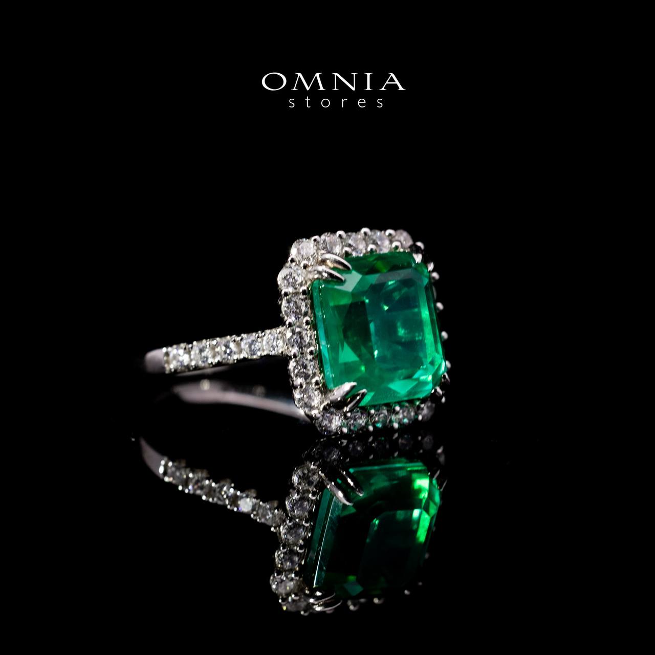 Omnia Rimala White and Green Ring In 925 Silver High Quality Certified Lab Crafted Stones - Image 3