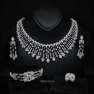 Omnia Nuzha White Bridal Full Set in 925 Silver High Quality Simulated Diamonds ( Size 17cm 7 only available in KSA)