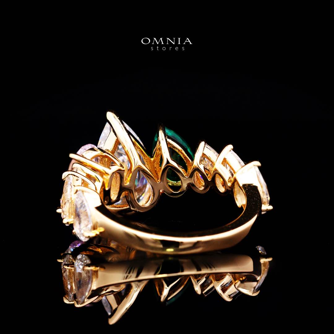 Omnia Aqila Multi Color Gold Ring In 925 Silver High Quality Certified Lab Crafted Pear Stones 9.5crt - Image 4