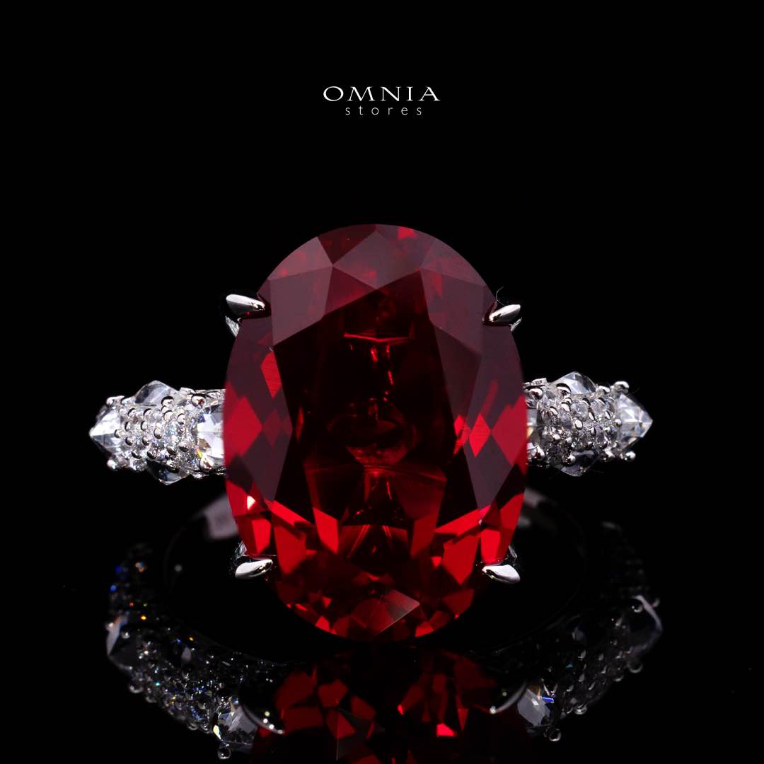 Omnia Hidaya Red Silver Ring In 925 Silver High Quality Lab Crafted Stones