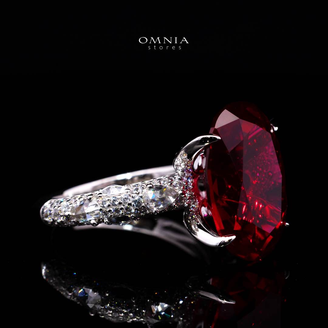 Omnia Hidaya Red Silver Ring In 925 Silver High Quality Lab Crafted Stones - Image 3