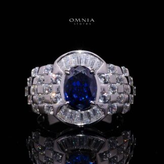 Omnia Zareena Blue Silver Ring In 925 Silver High Quality Certified Lab Crafted Stones