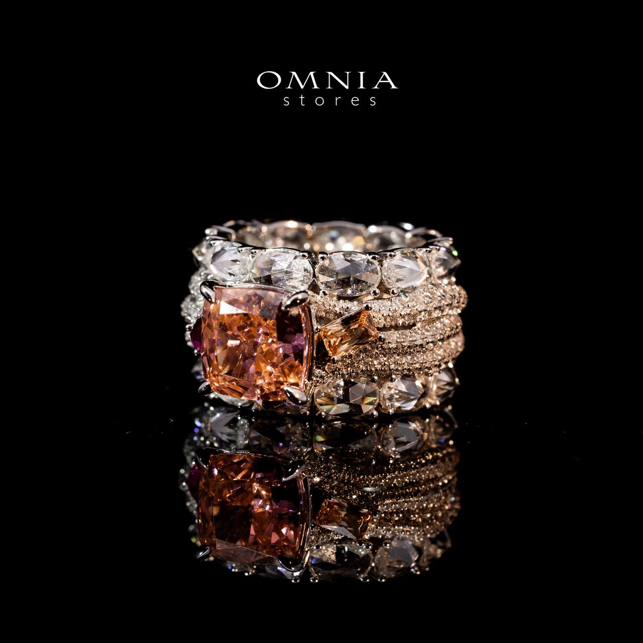 Omnia Kareman White Ring In 925 Silver High Quality Lab Crafted Stones - Image 2
