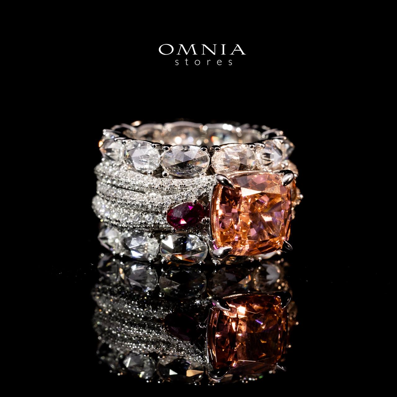 Omnia Kareman White Ring In 925 Silver High Quality Lab Crafted Stones - Image 3