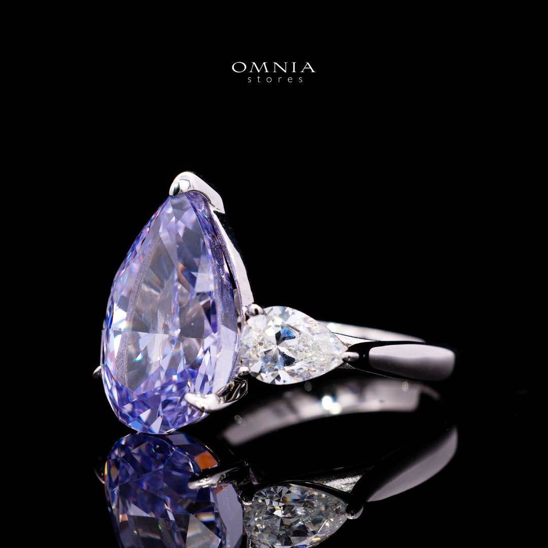 Omnia Nadira Light Purple and White Silver Ring In 925 Silver High Quality Certified Lab Crafted Stones 3.8Ct - Image 2