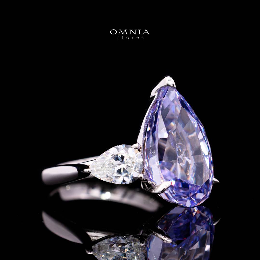 Omnia Nadira Light Purple and White Silver Ring In 925 Silver High Quality Certified Lab Crafted Stones 3.8Ct - Image 3