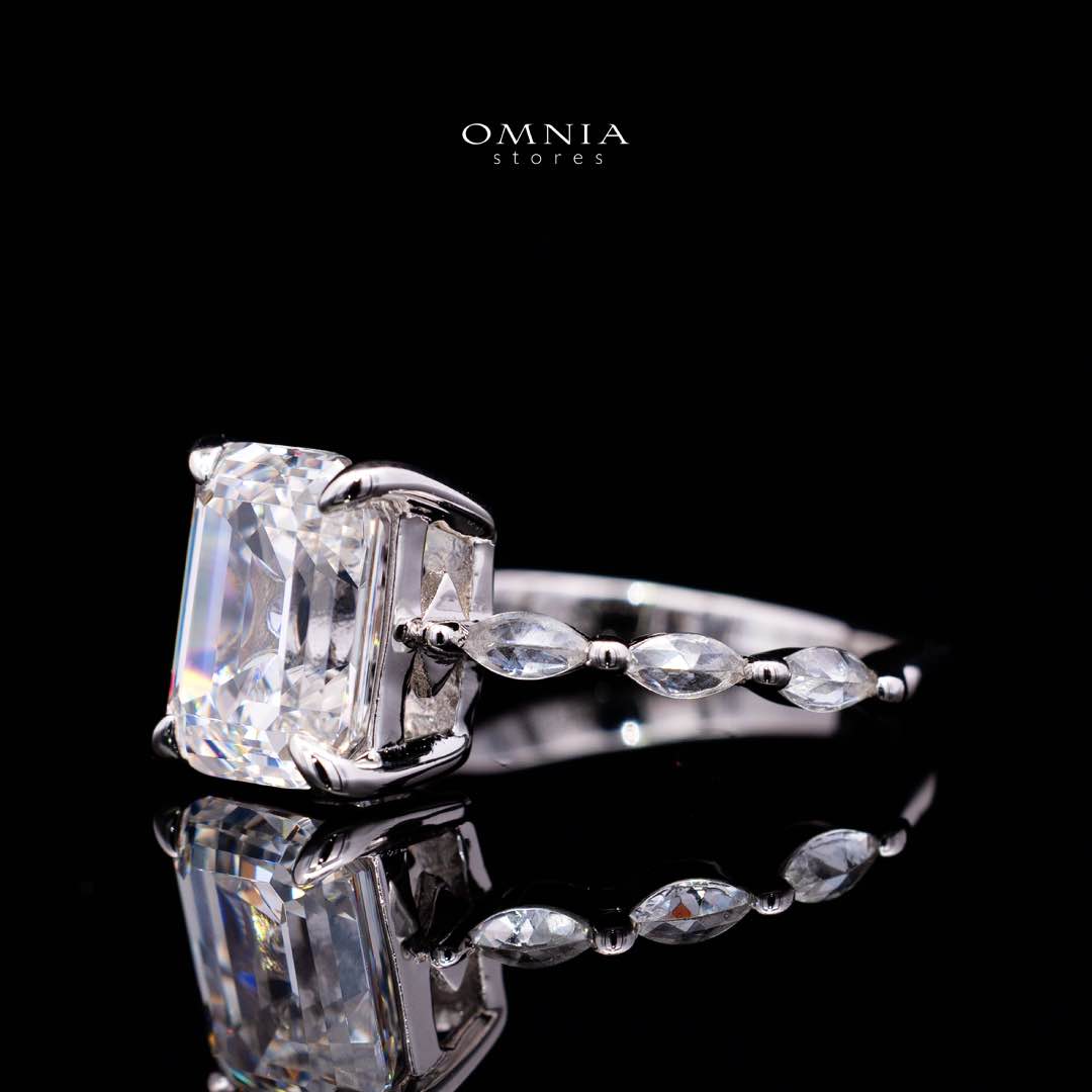 Omnia Azka White Silver Ring In 925 Silver High Quality Certified Lab Crafted Stones 7,8Ct - Image 2