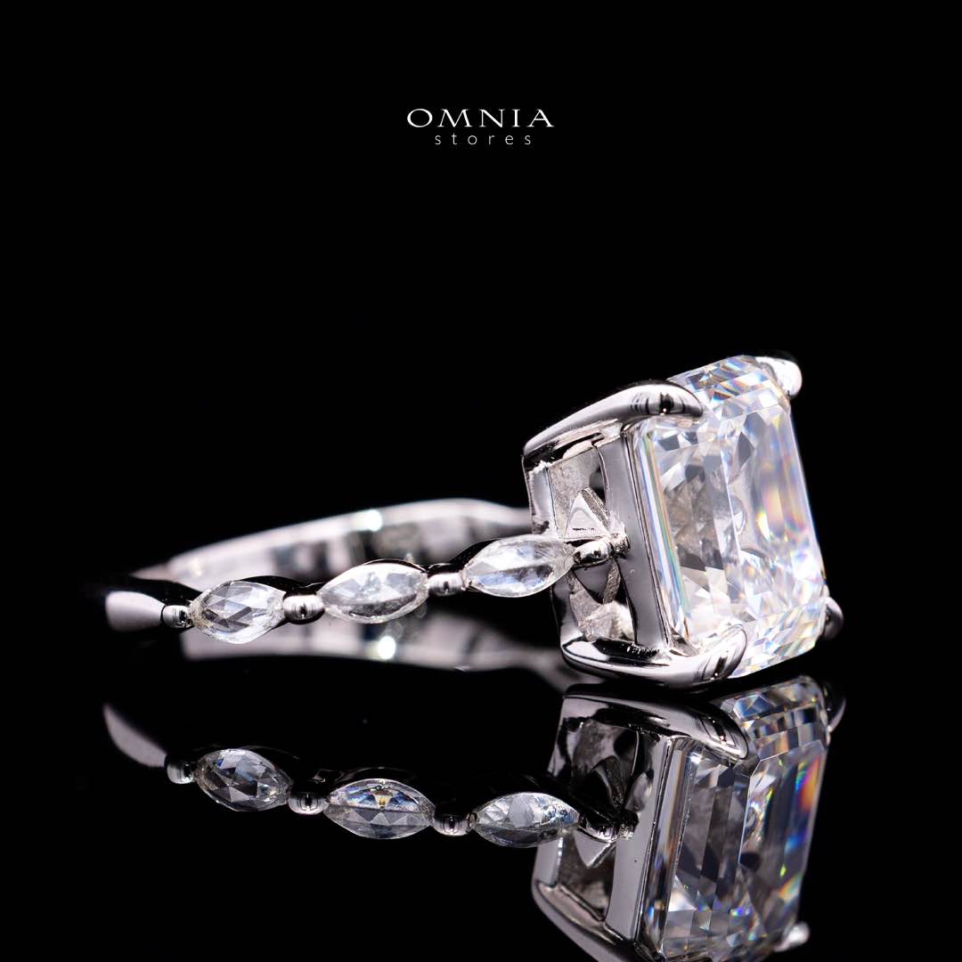 Omnia Azka White Silver Ring In 925 Silver High Quality Certified Lab Crafted Stones 7,8Ct - Image 3