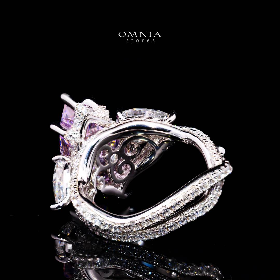 Omnia Fayruz Pink and White Silver Ring With High Quality Certified Lab Crafted Stones In 925 Silver - Image 4