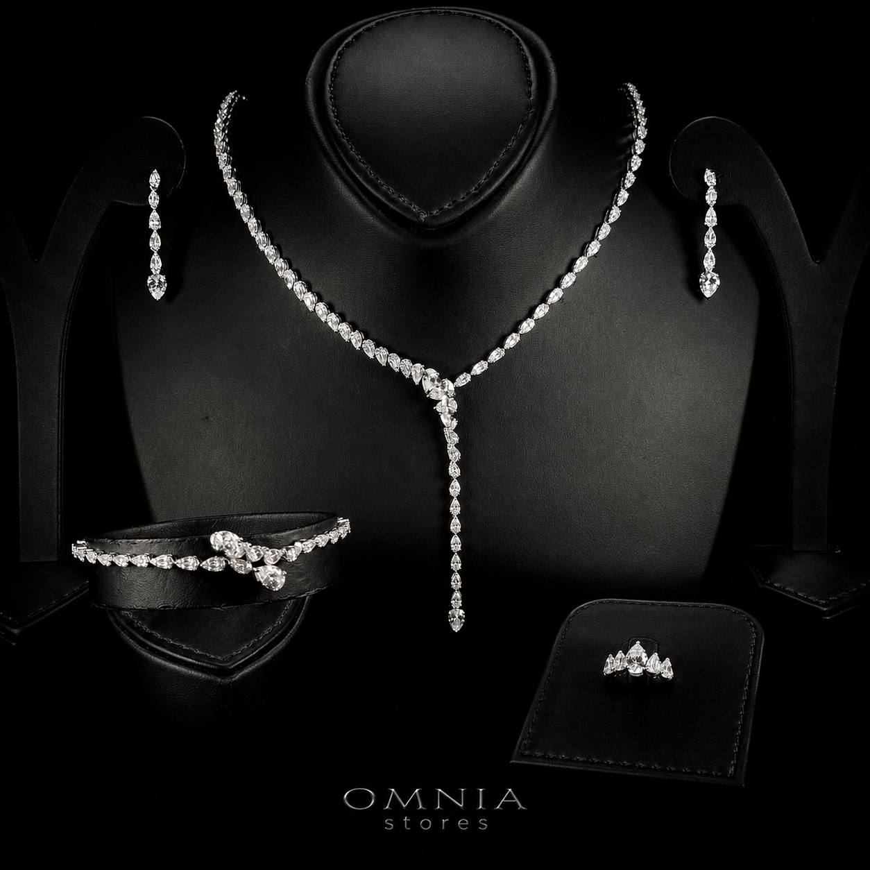 Omnia Khuloud White Bridal Full Set in 925 Silver High Quality Simulated Diamonds (6cm Only Available in KSA)