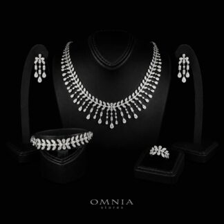 Omnia Fawziya White Bridal Full Set in 925 Silver High Quality Simulated Diamonds