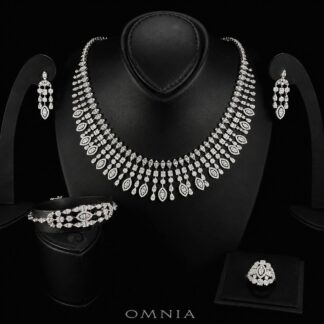 Omnia Hamida White Bridal Full Set in 925 Silver High Quality Simulated Diamonds
