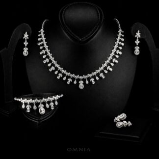 Omnia Kaamla White Bridal Full Set in 925 Silver High Quality Simulated Diamonds