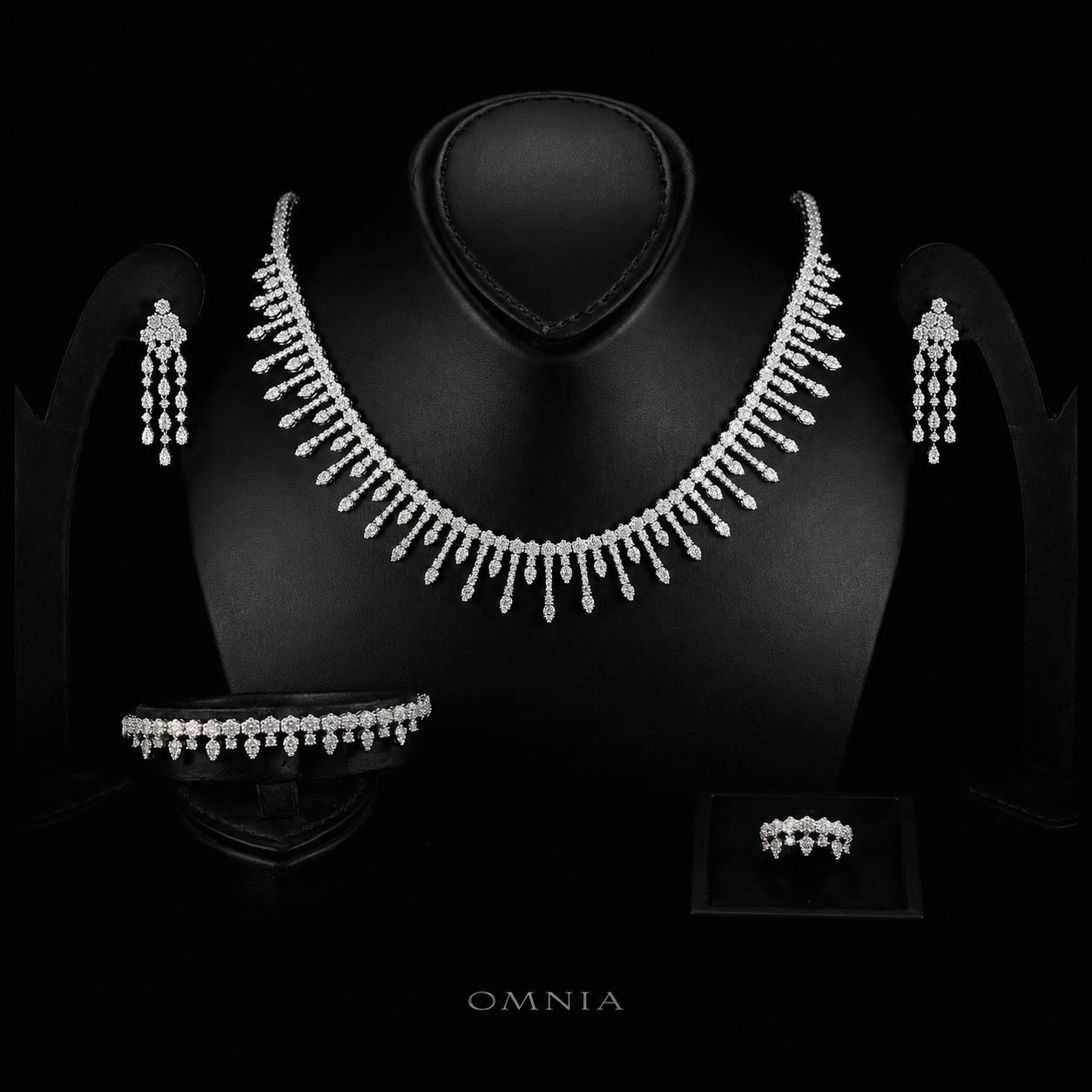 Omnia Khairiya White Bridal Full Set in 925 Silver High Quality Simulated Diamonds
