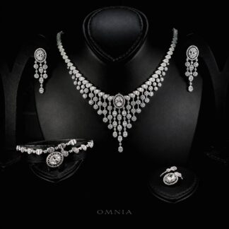 Omnia Manar White Bridal Full Set in 925 Silver High Quality Simulated Diamonds