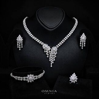 Omnia Nuha White Bridal Full Set in 925 Silver High Quality Simulated Diamonds