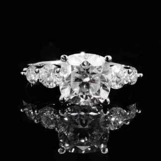 Omnia Munisa White Moissanite Ring – Certified 925 Sterling Silver Cushion Cut (3ct - GRA Certified)