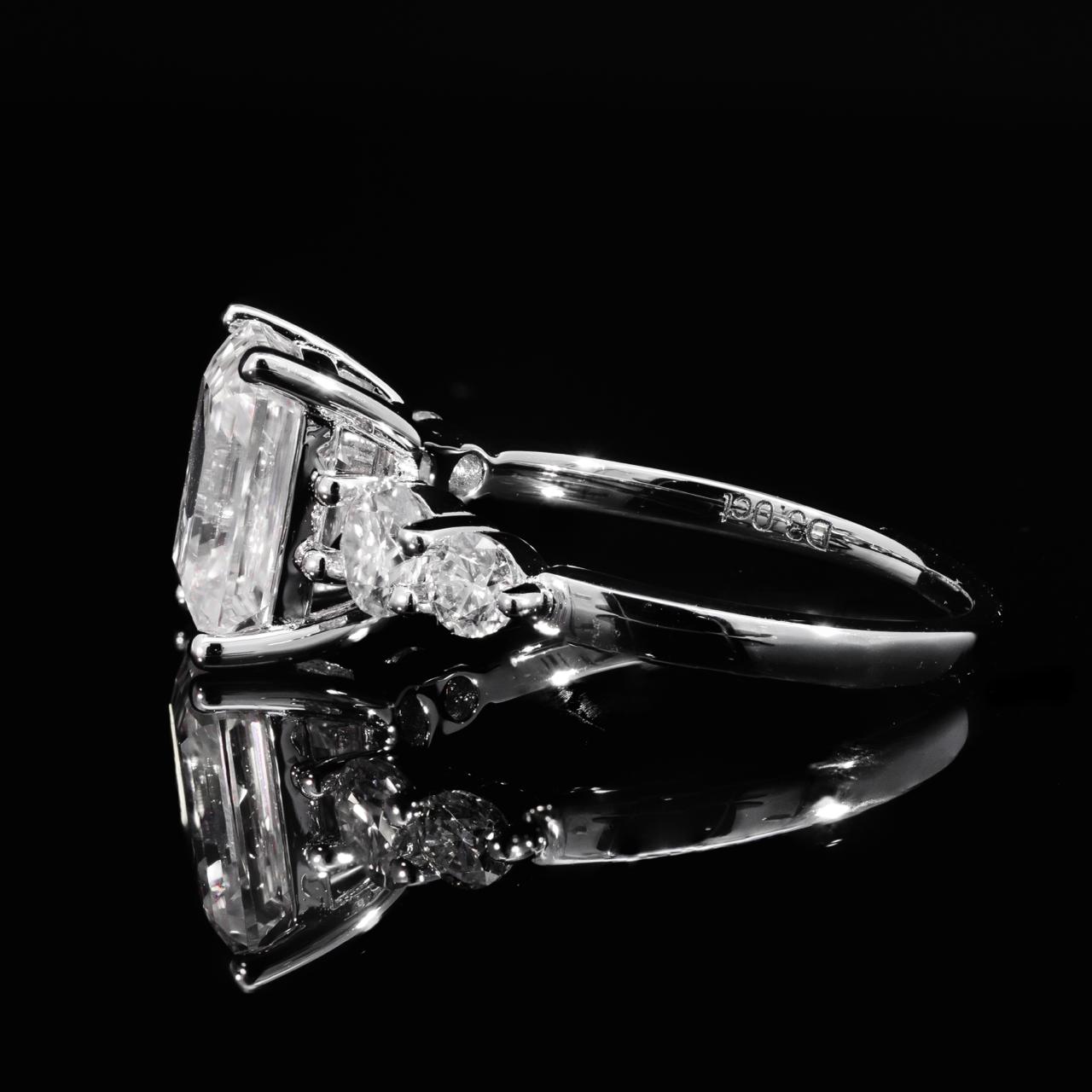 Hanifa White Moissanite Emerald Cut Ring GRA Certified in High Quality 925 Silver 7x9mm 3ct - Image 2