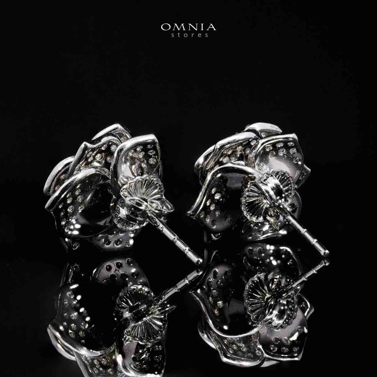 Omnia Nazira Silver Flower Earrings in 925 Silver Accessories High Quality Simulated Diamonds - Image 2
