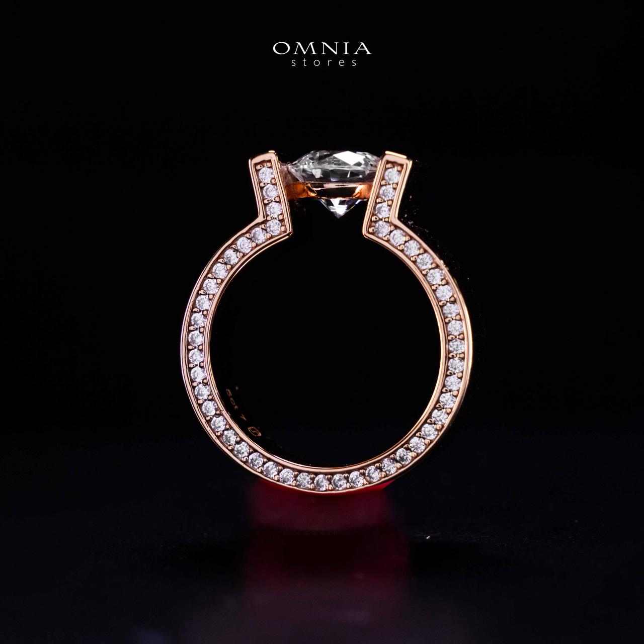 Omnia Aroob Rose Gold Silver Ring In 925 Silver High Quality Certified Lab Crafted Round Cut Stones 5Ct - Image 3