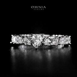 Omnia Ayshan White Heart Shape Ring In 925 Silver High Quality Certified Lab Crafted Stones 0.5Ct