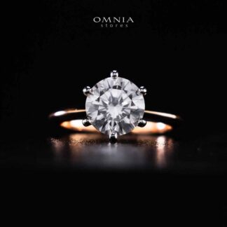 Omnia Azmina Rose Gold Ring In 925 Silver High Quality Certified Lab Crafted Stones 3ct