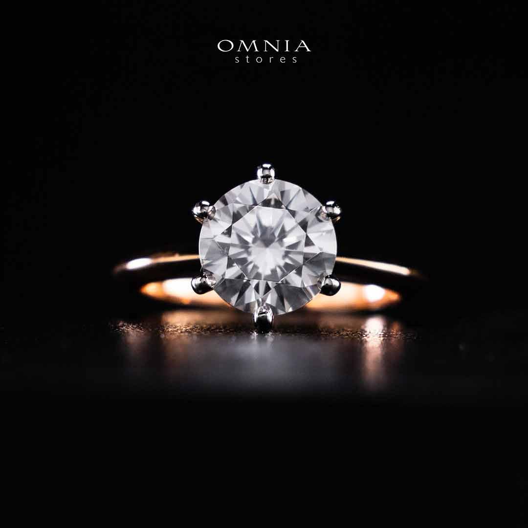 Omnia Azmina Rose Gold Ring In 925 Silver High Quality Certified Lab Crafted Stones 3ct