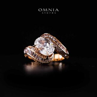 Omnia Rameen Rose Gold Twist Ring In 925 Silver High Quality Lab Crafted Oval Cut Stones 3.5Ct