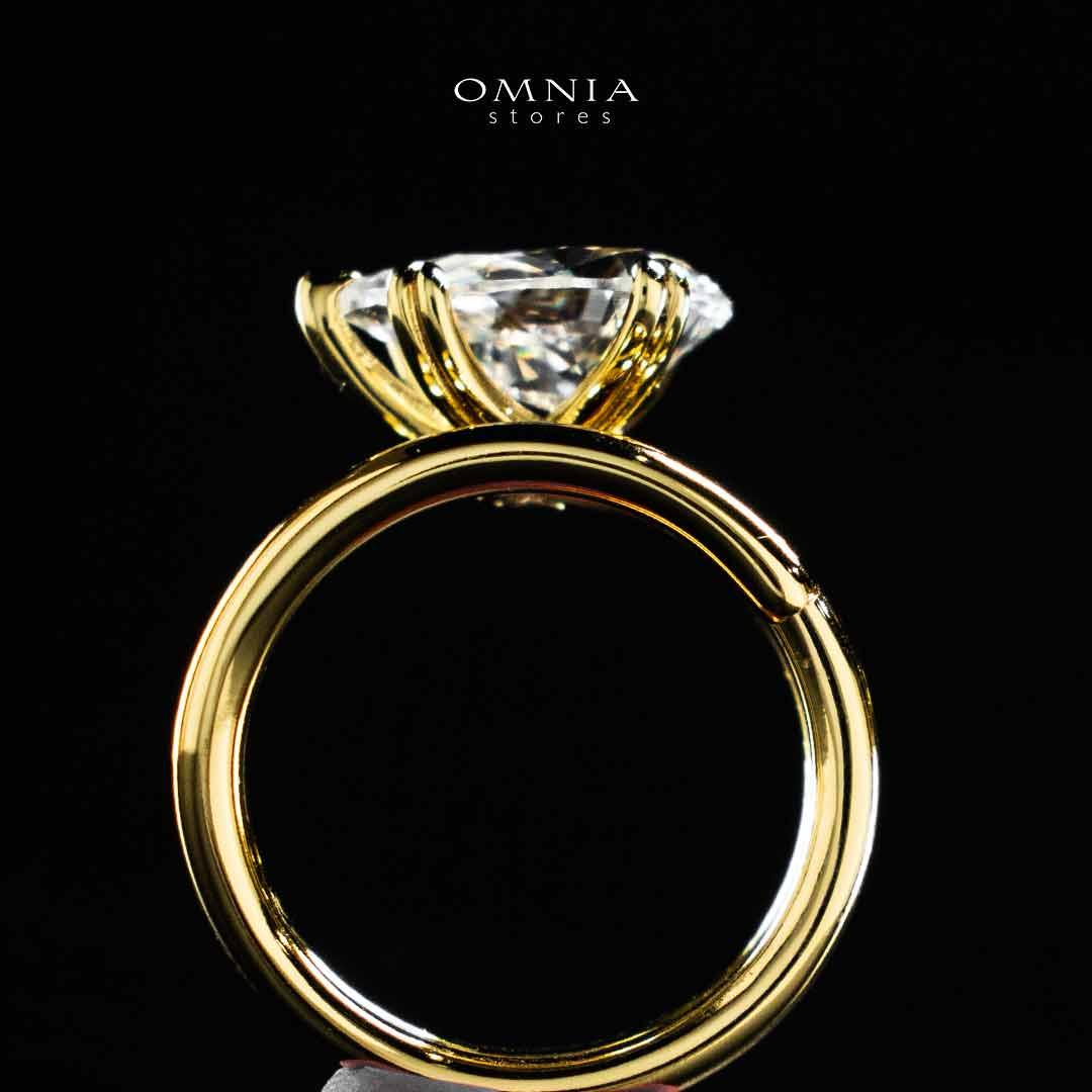 Omnia Nabeela White Golden Ring In 925 Silver High Quality Lab Crafted Pear Cut Stones 4ct - Image 7
