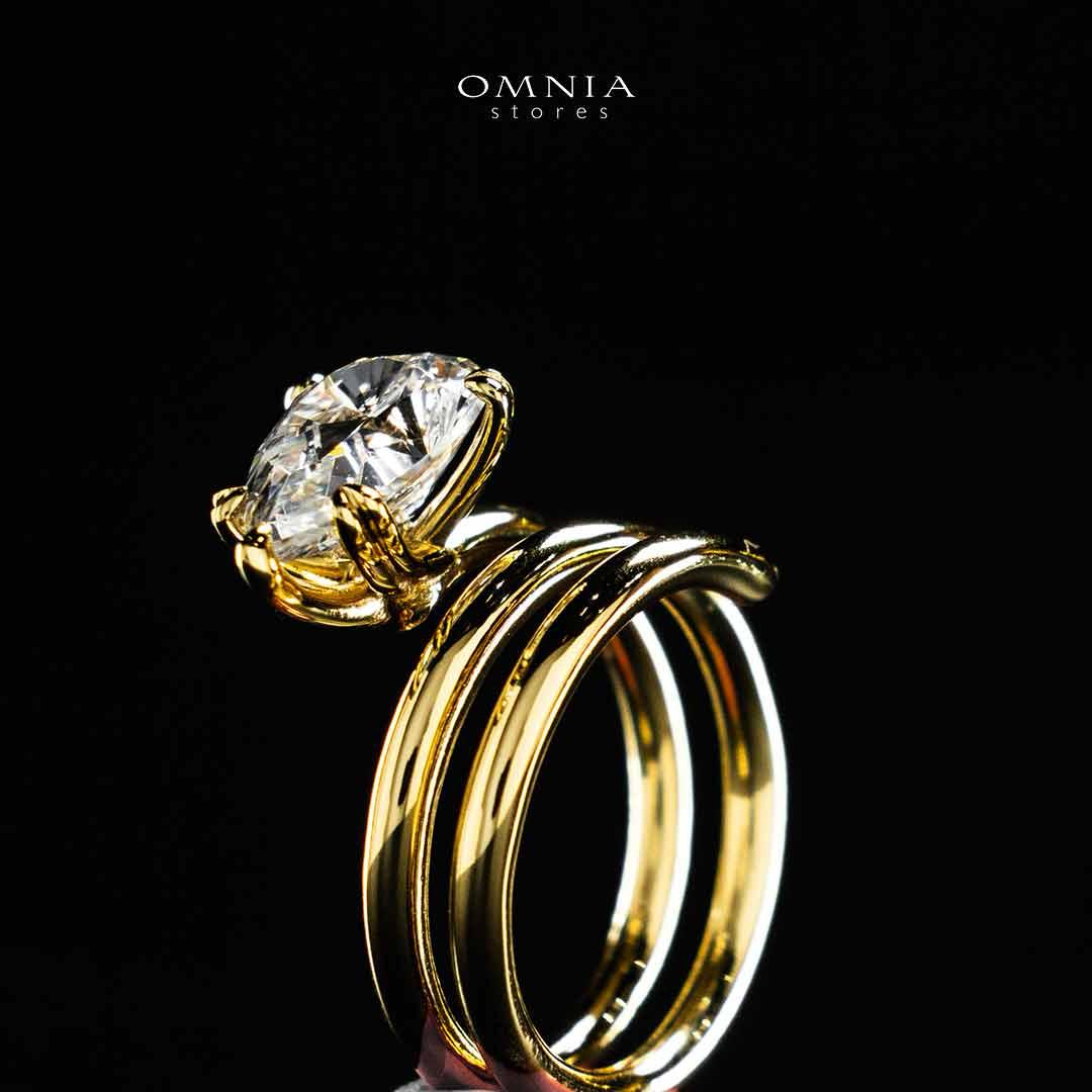 Omnia Nabeela White Golden Ring In 925 Silver High Quality Lab Crafted Pear Cut Stones 4ct - Image 6