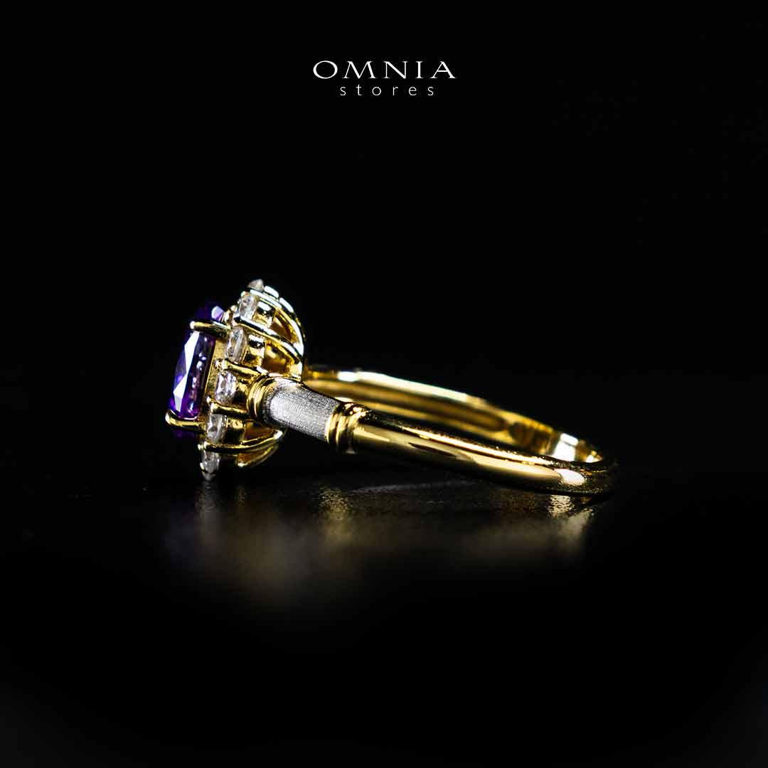 Omnia Amalya Flower Purple Gold Ring In 925 Silver High Quality Lab Crafted Stones - Image 5