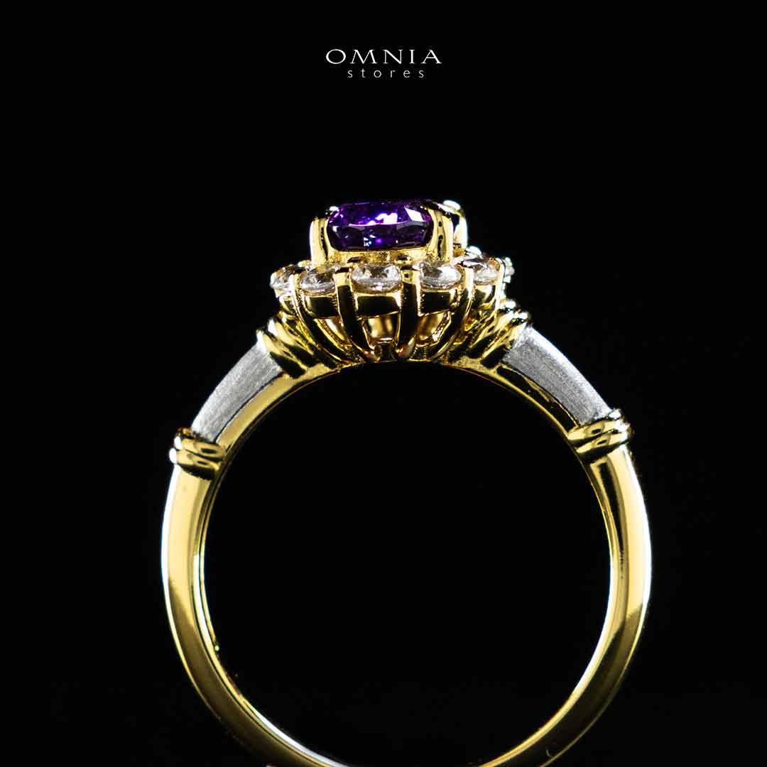 Omnia Amalya Flower Purple Gold Ring In 925 Silver High Quality Lab Crafted Stones - Image 4