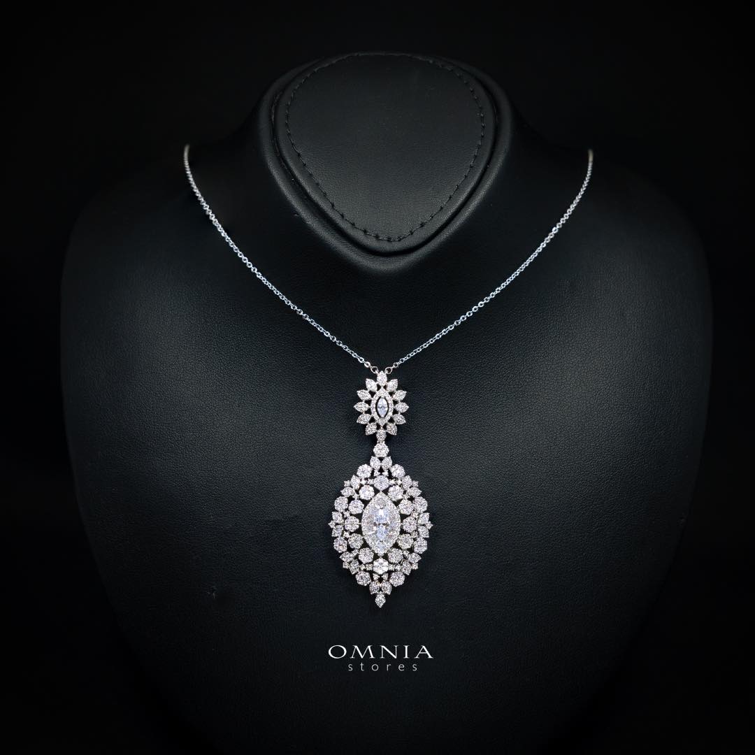 Omnia Lylah Luxury White Necklace, Earrings and Ring Set in High Quality Zircon Stone Rhodium Plated - Image 2