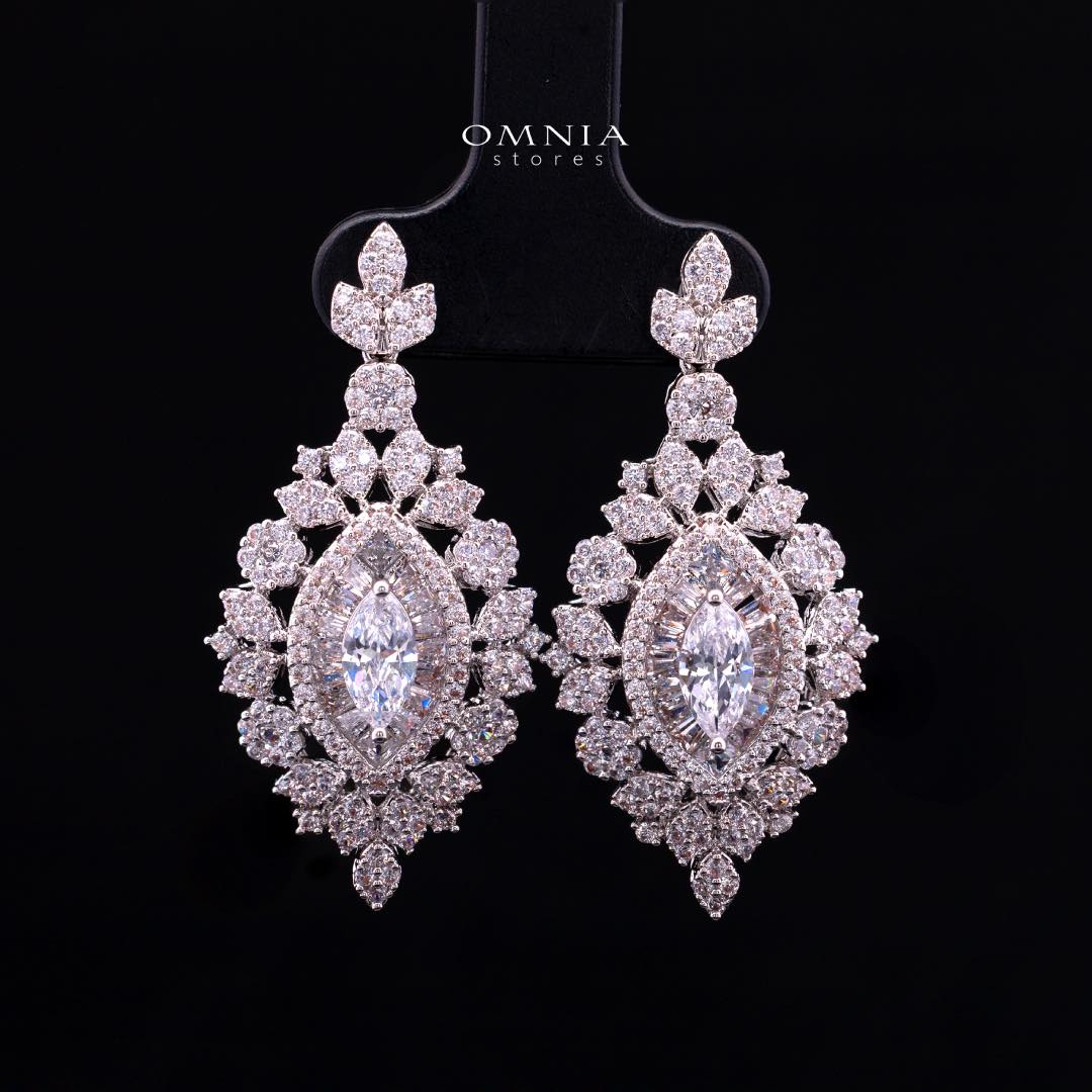 Omnia Lylah Luxury White Necklace, Earrings and Ring Set in High Quality Zircon Stone Rhodium Plated - Image 4