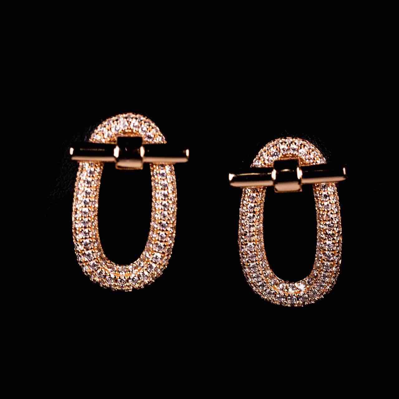 Omnia Najwa Rose Gold Earrings In 925 Silver High Quality Lab Crafted Stones - Image 2