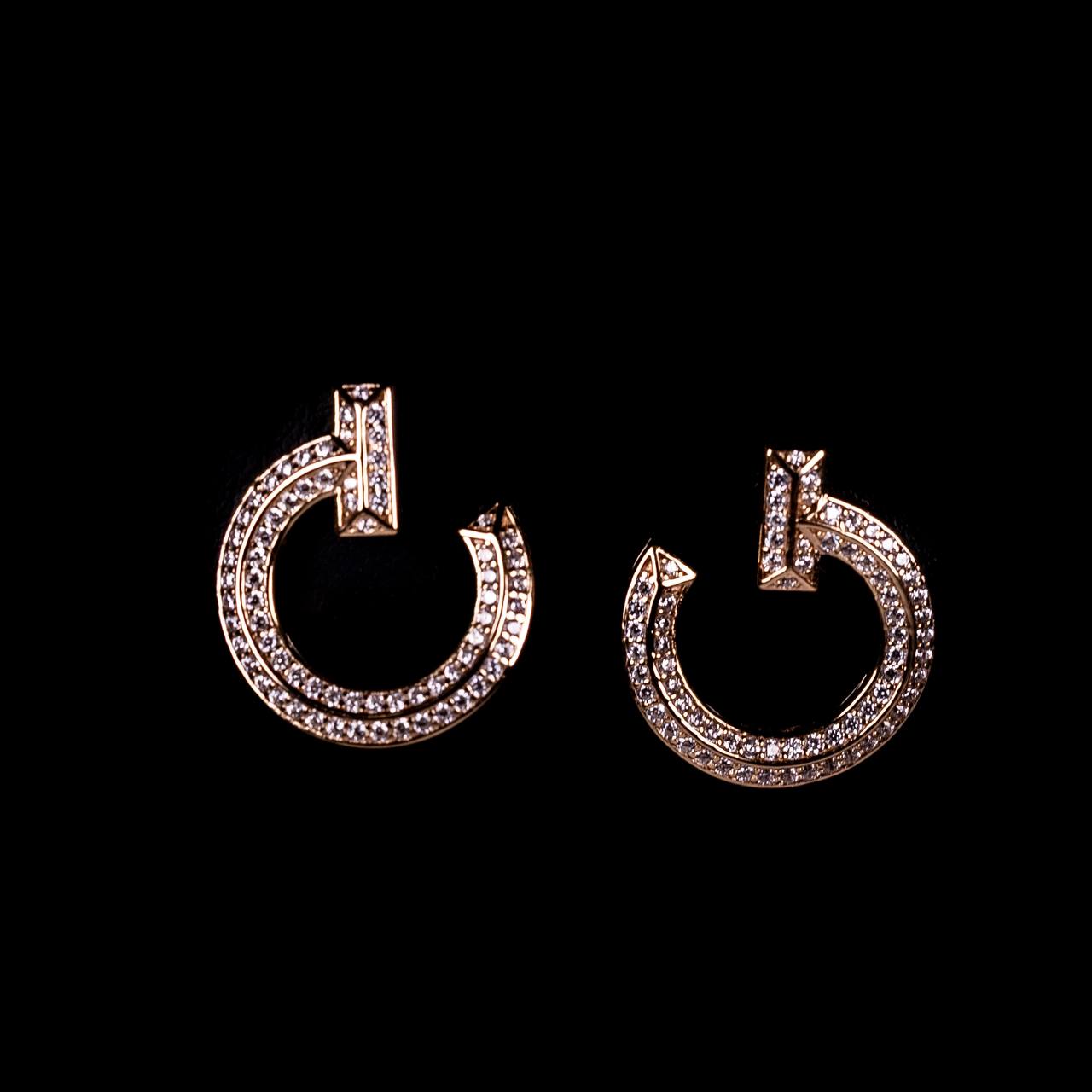 Omnia Sakina Rose Glod Stud Earrings With High Quality Certified Lab Crafted Stones In 925 Silver
