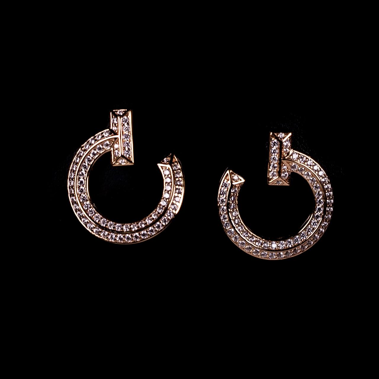Omnia Sakina Rose Glod Stud Earrings With High Quality Certified Lab Crafted Stones In 925 Silver - Image 2
