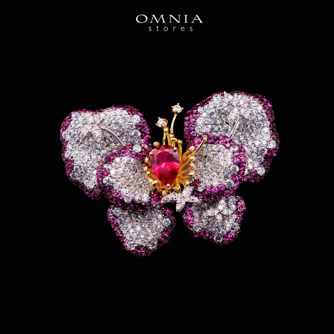 Omnia Thameena Multi Color Butterfly Silver brooch in 925 Silver High Quality Simulated Diamonds Stones - Image 3