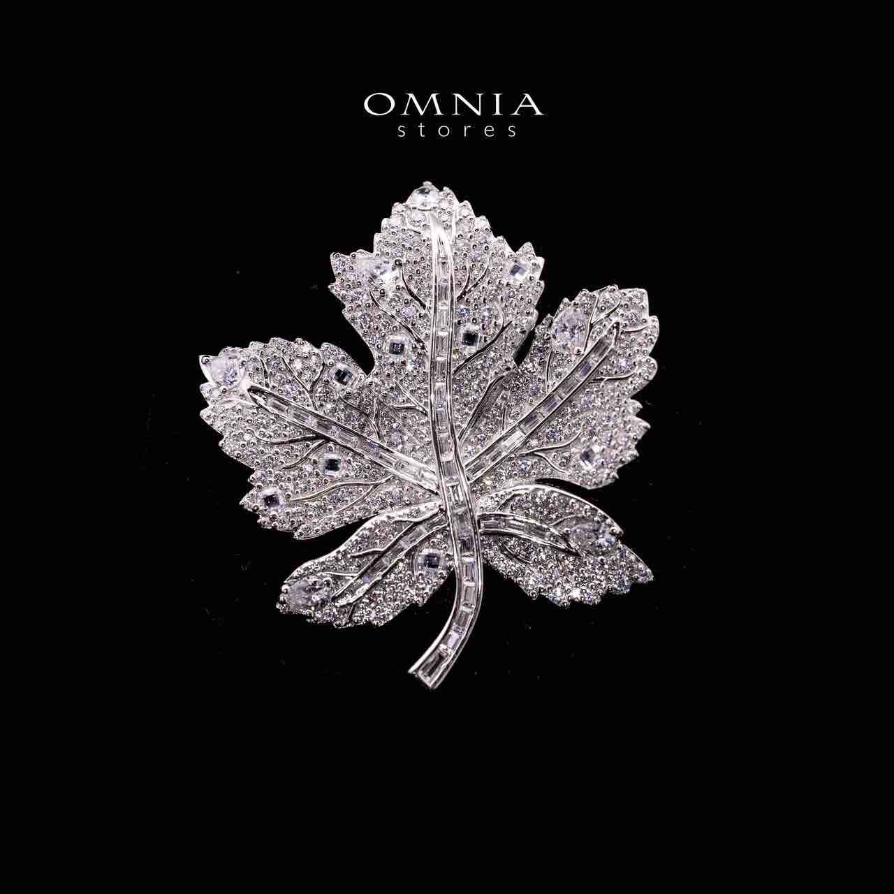 Omnia Aleena Leaf Silver Brooch in 925 Silver High Quality Simulated diamonds - Image 2